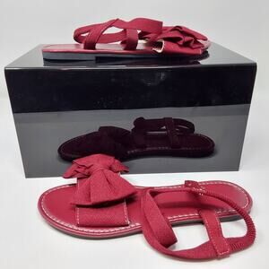 Women's Red Bow Flat Sandals Slingback Open Toe Casual Summer Shoes EU 39/US 8